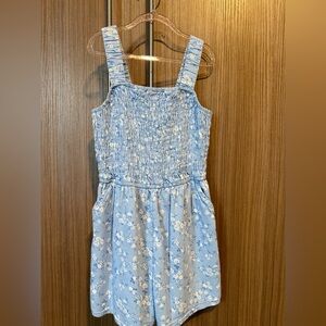 Abercrombie Kids Light Blue Smocked Floral Romper